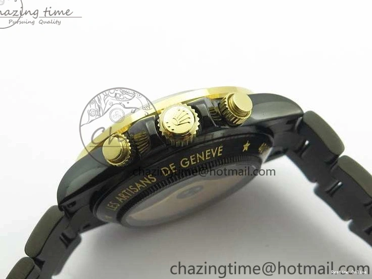 0415 Modern Daytona Kravitz YG DLC BP Maker Best Edition Black Dial On DLC Bracelet A4130 (Free Leather Strap) 3572